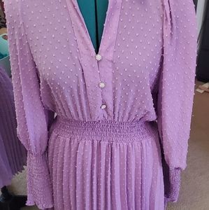 Zara NWT lavender Pleated Plumetis Dress